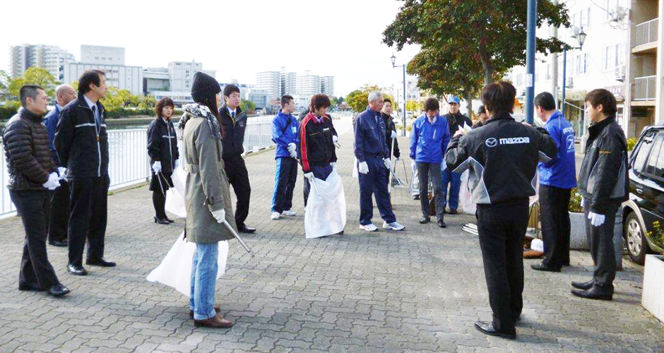 ㈱神戸マツダ（当会会員）が毎月１回清掃活動を開始