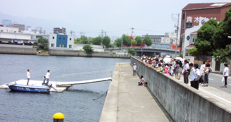 兵庫運河真珠貝プロジェクト平成26年度移植式