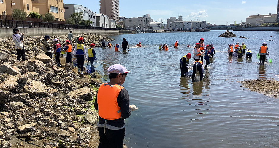 浜山小学校3年生、5年生の観察会、生き物調査が行われました。